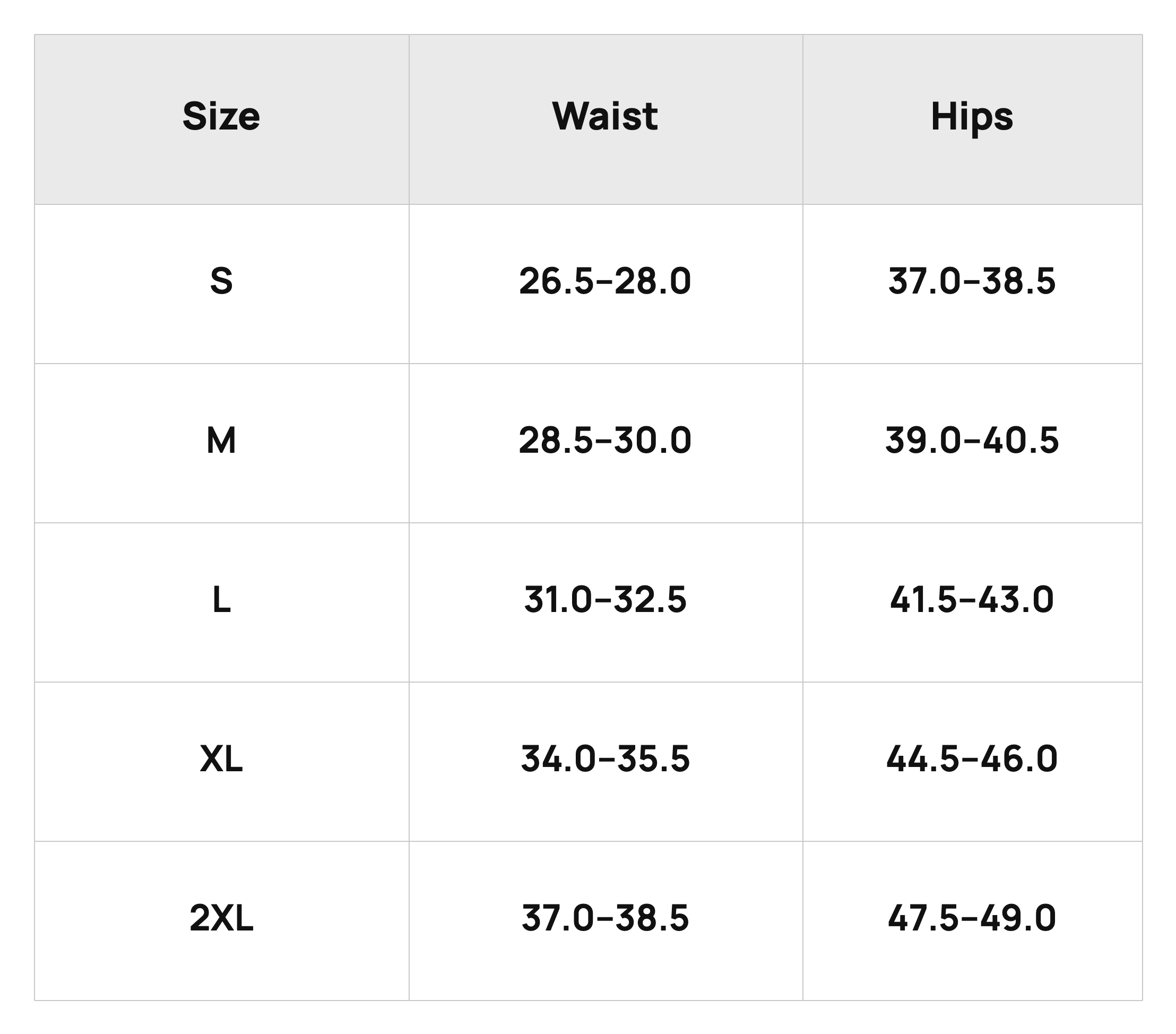 Size Chart