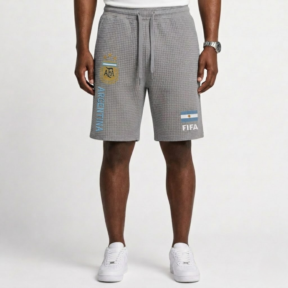 FIFA 2026 Argentina Printed Waffle Football Fan Shorts