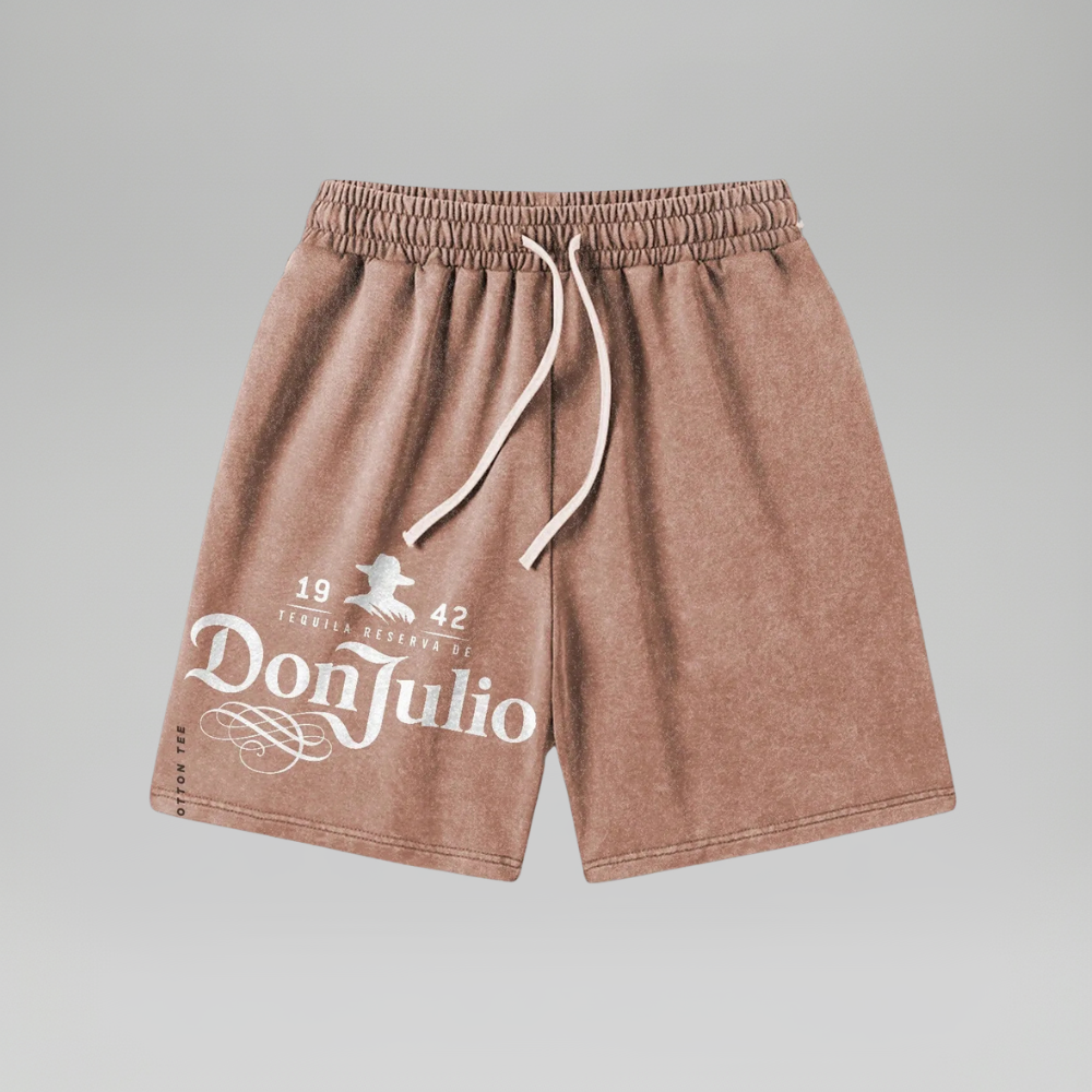 Men’s Gradient Washed Graphic Print Cotton Shorts