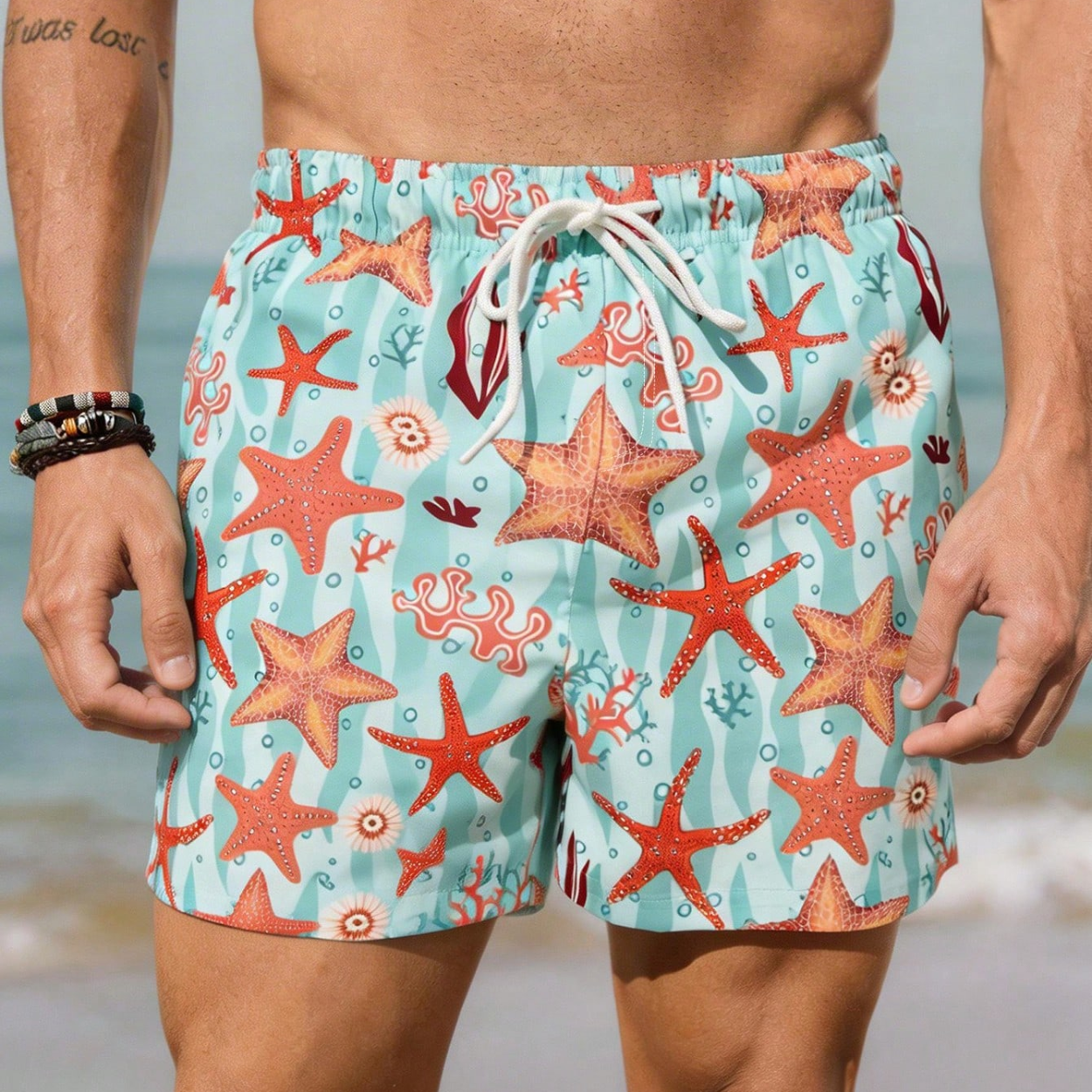 2 In 1 Cartoon Print Comfortable Beach Shorts