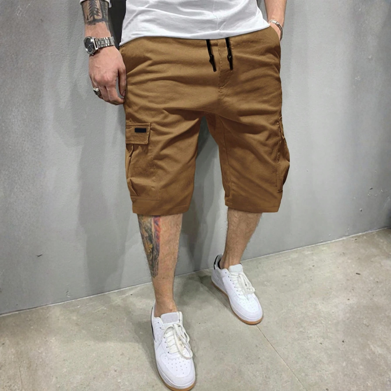 Casual Cargo Shorts For Men With Flap Pockets