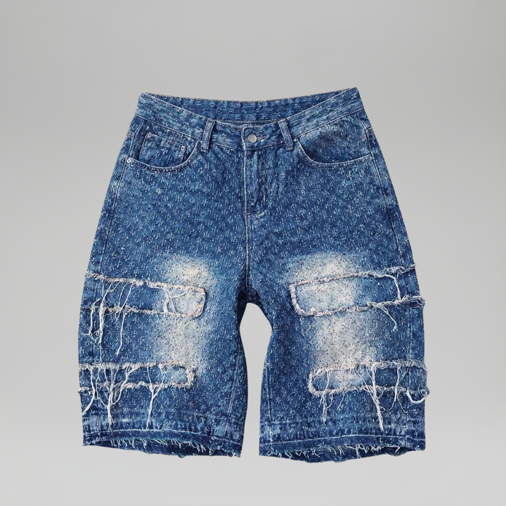 Men’s Faded Light Wash Loose Fit Denim Shorts
