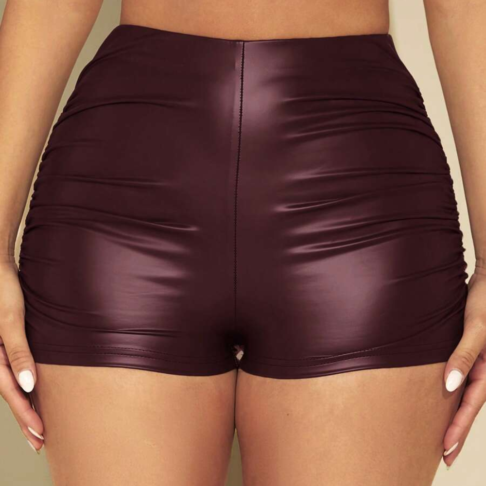 Mid Rise Ruched Slim Fit Shorts For Everyday Wear