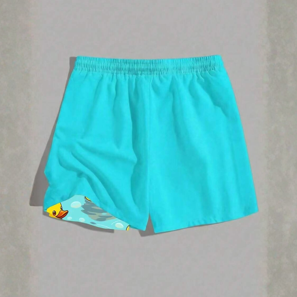 2 In 1 Cartoon Print Comfortable Beach Shorts