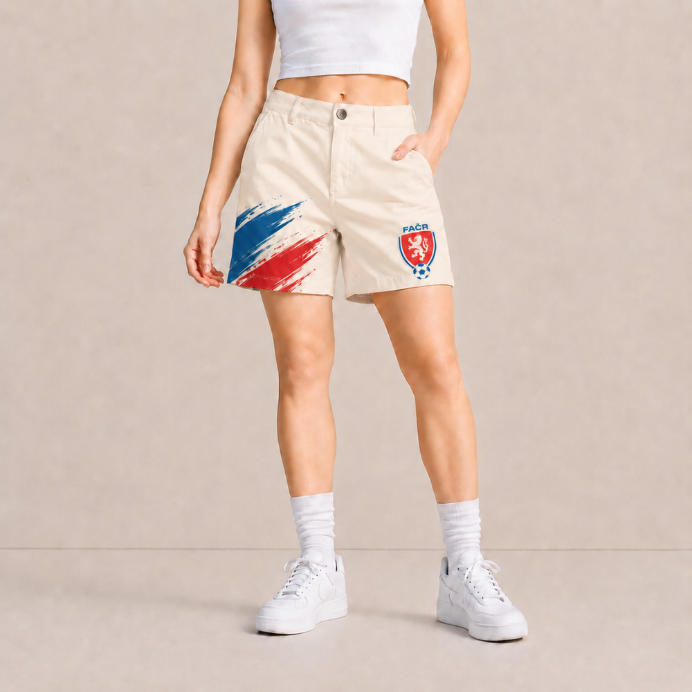 World Cup 2026 Czech Republic Football Fan Printed Twill Shorts