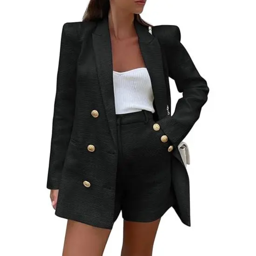 Tweed Blazer Shorts Suit Set