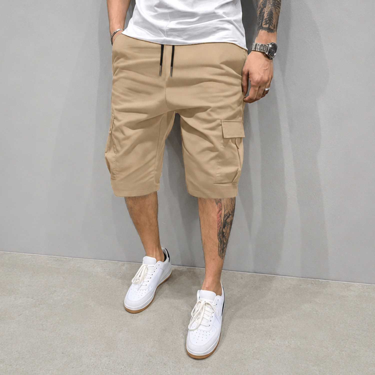 Casual Cargo Lightweight Shorts With Drawstring For Men