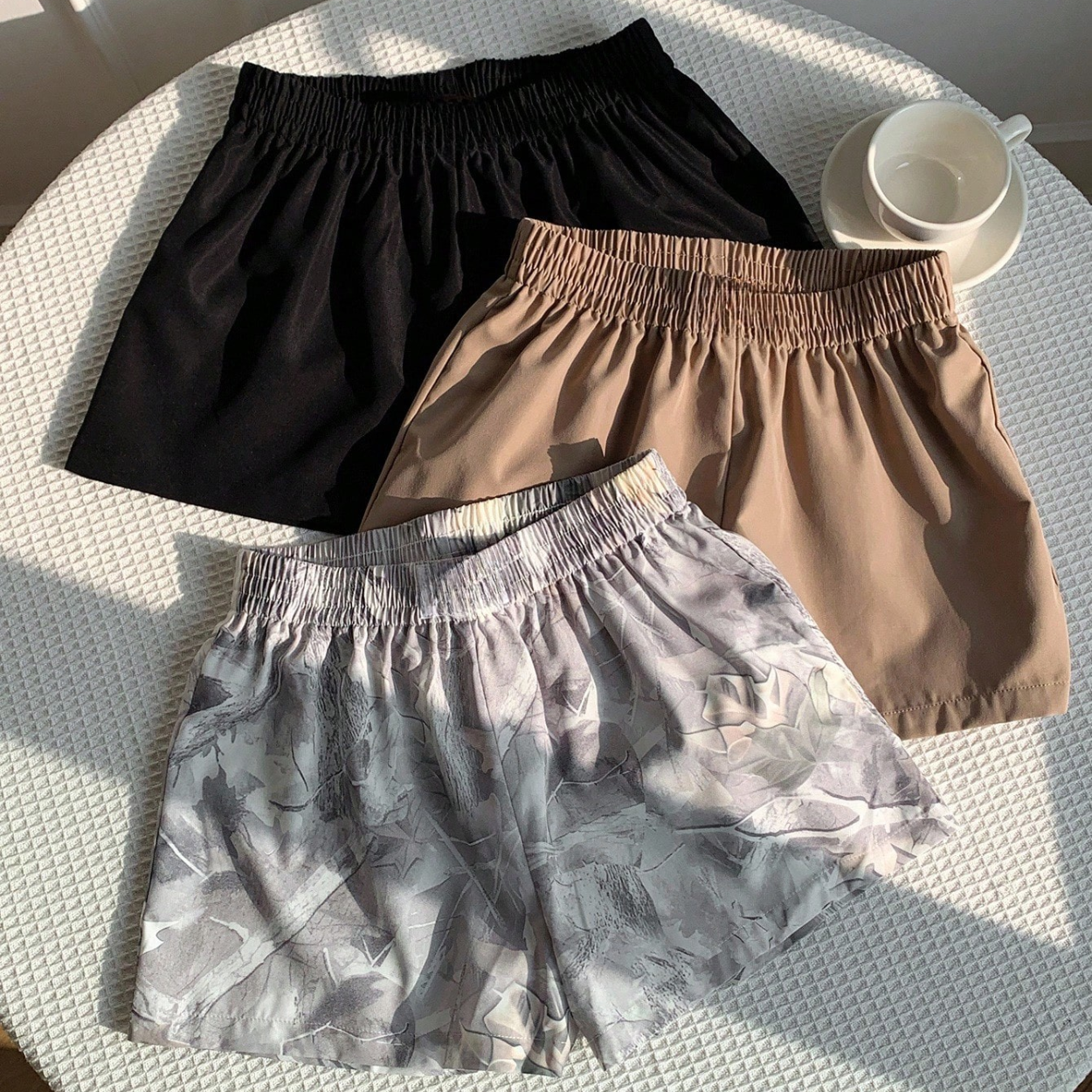 3 Pieces Casual Printed Summer Shorts Set