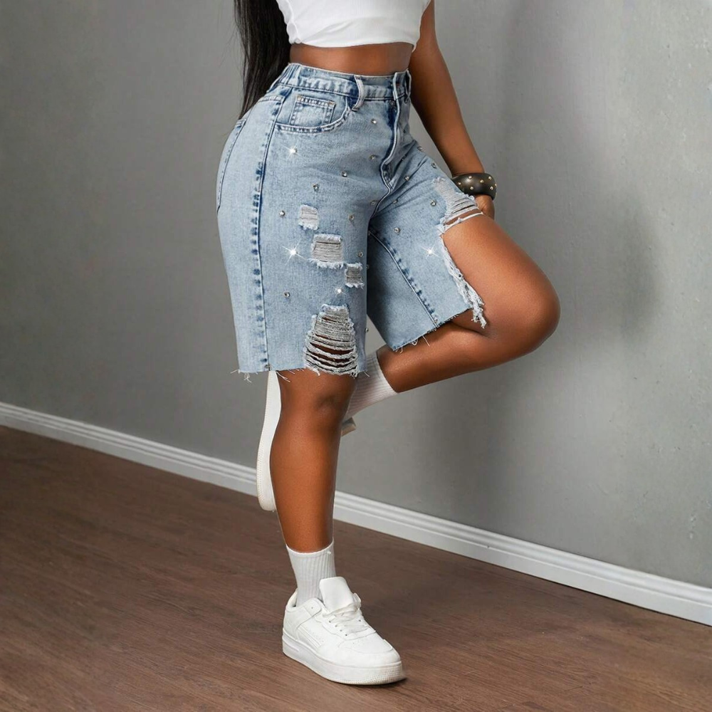 And Low Loose Ripped Denim Shorts High Waist Low Waist Autumn Vintage For Women