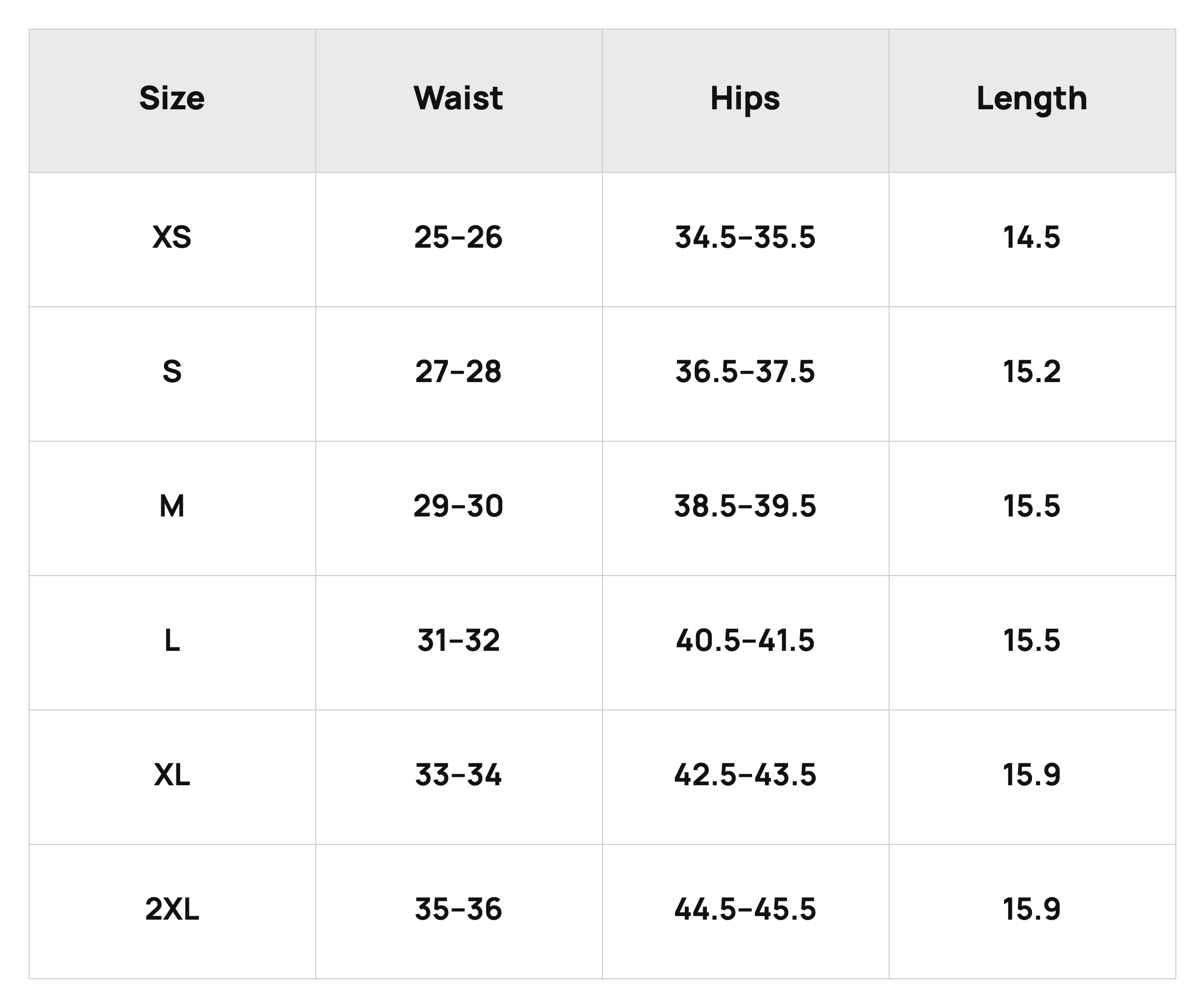 Size Chart