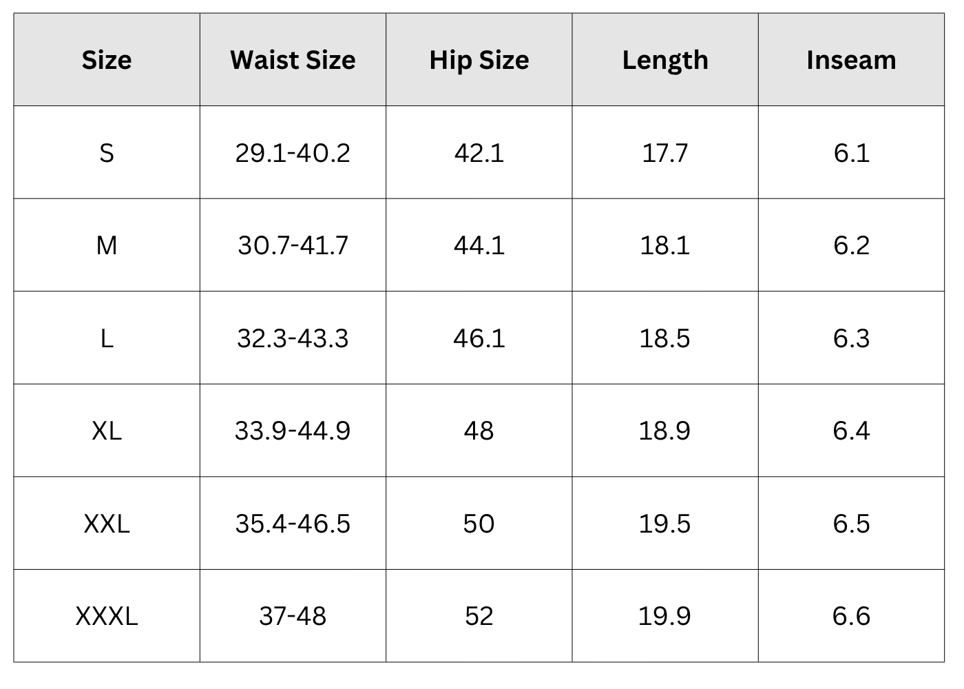 Size Chart