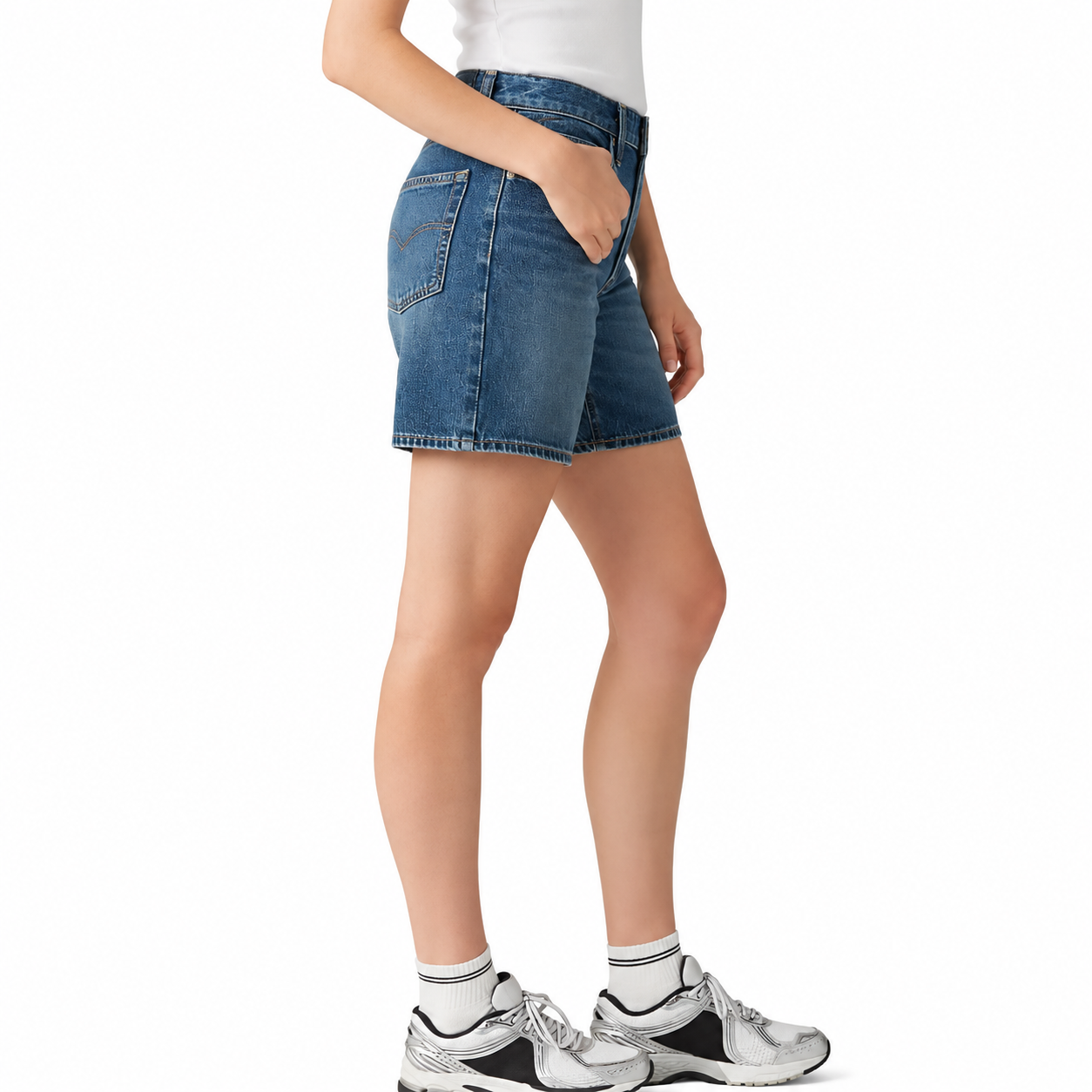 High Rise Baggy Denim Shorts For Women