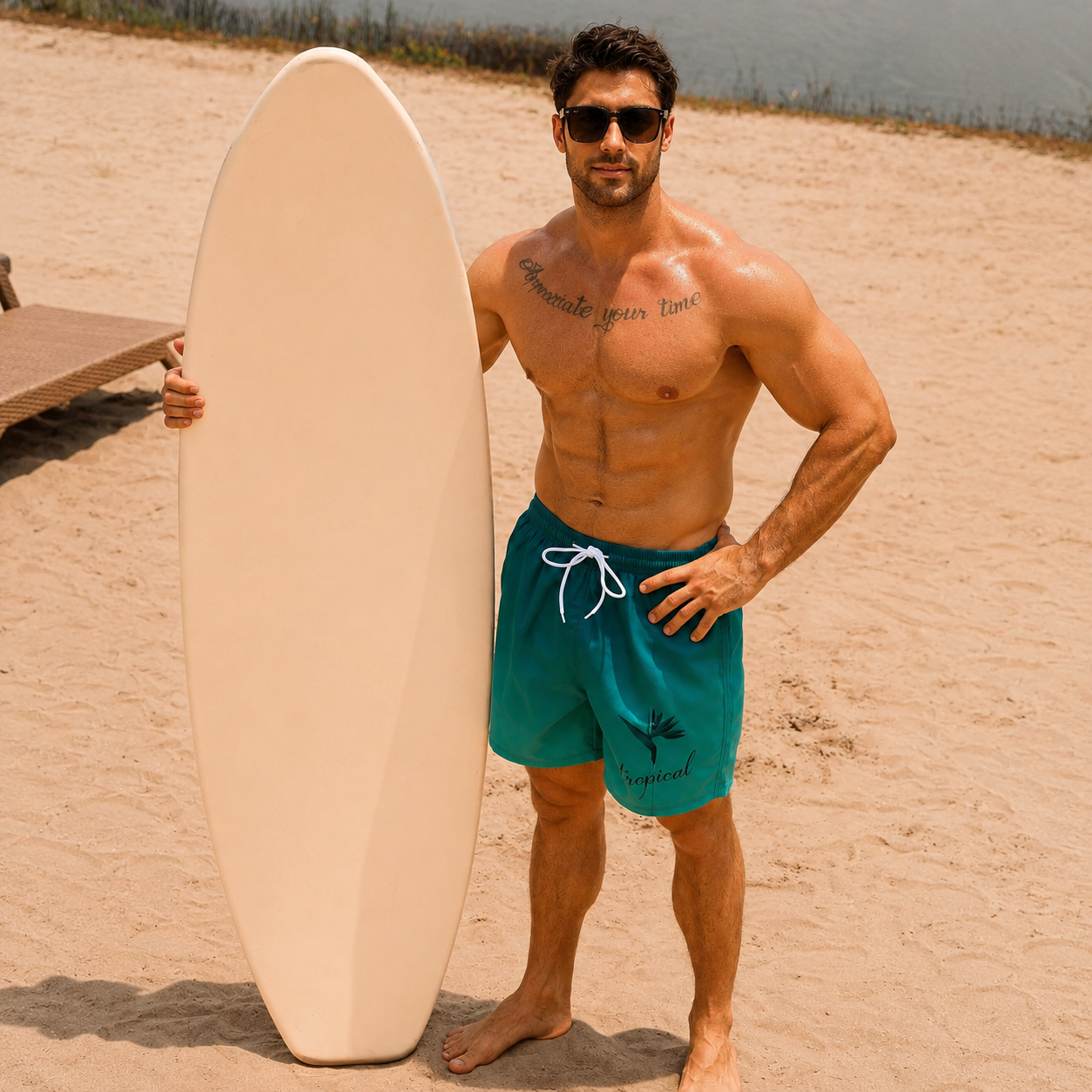 Plain Drawstring Casual Beach Shorts For Men