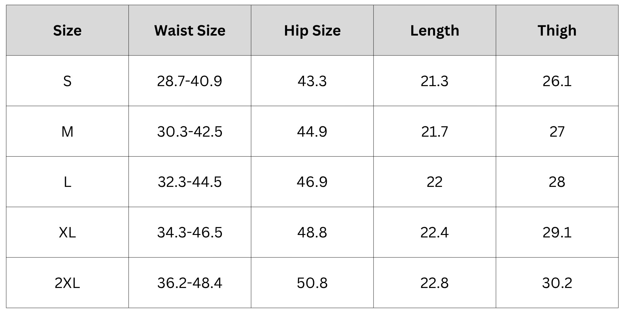 Size Chart