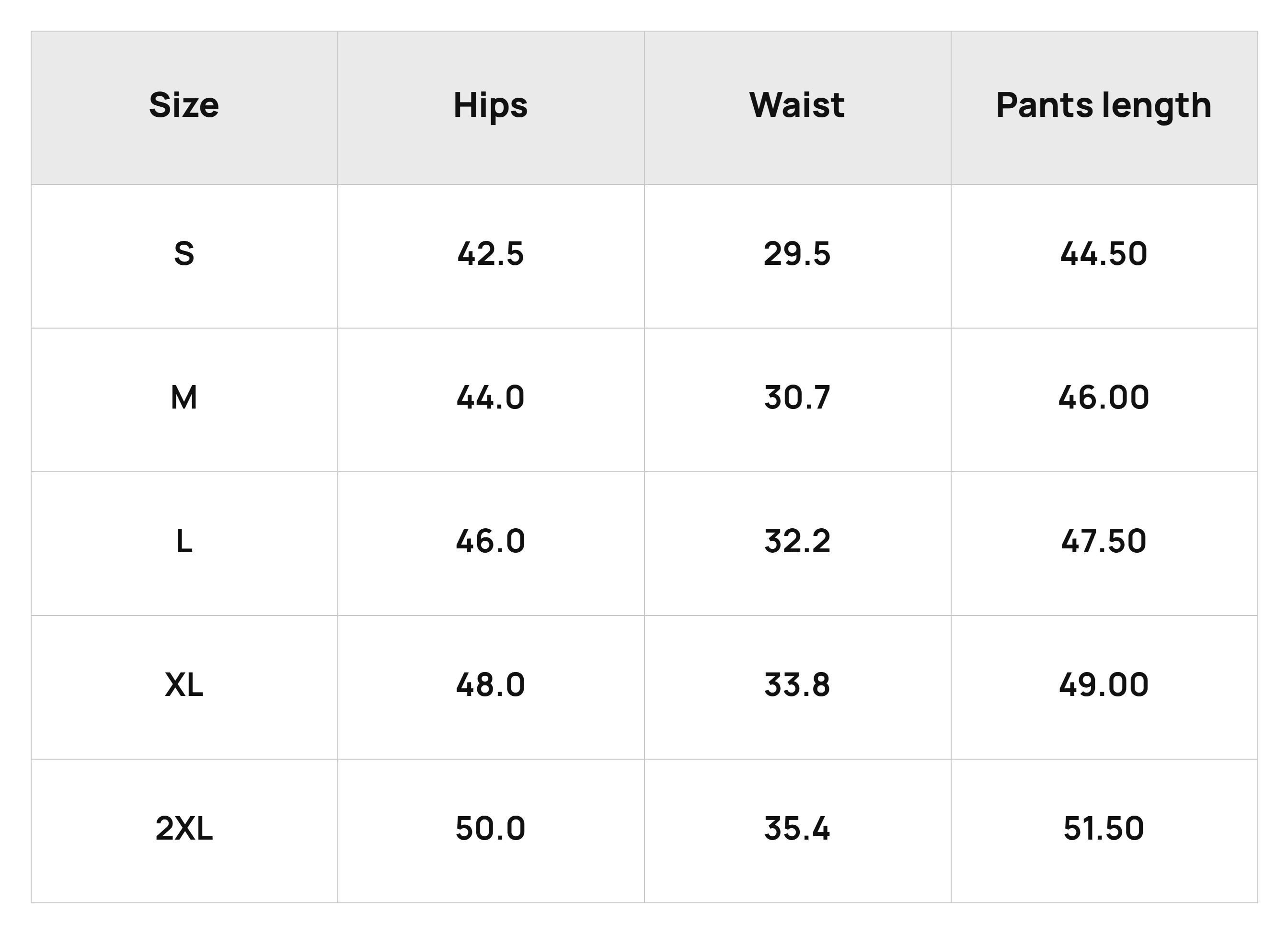 Size Chart