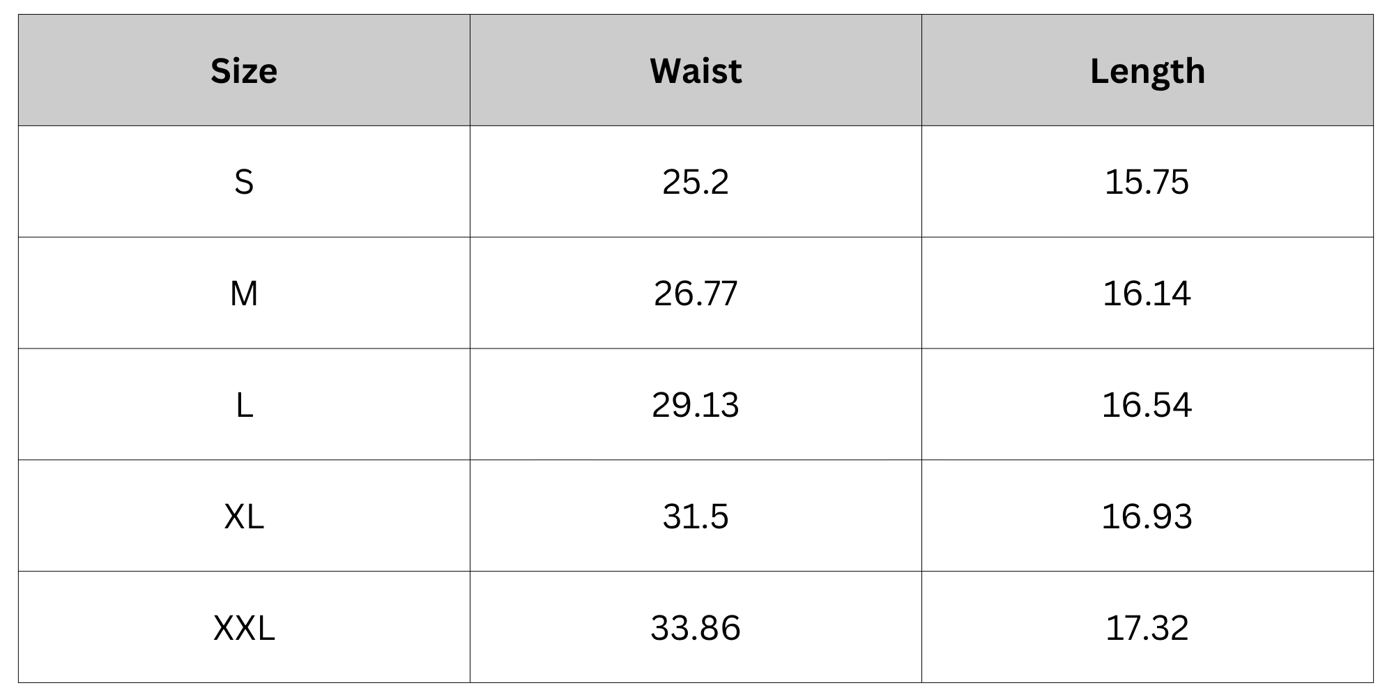 Size Chart