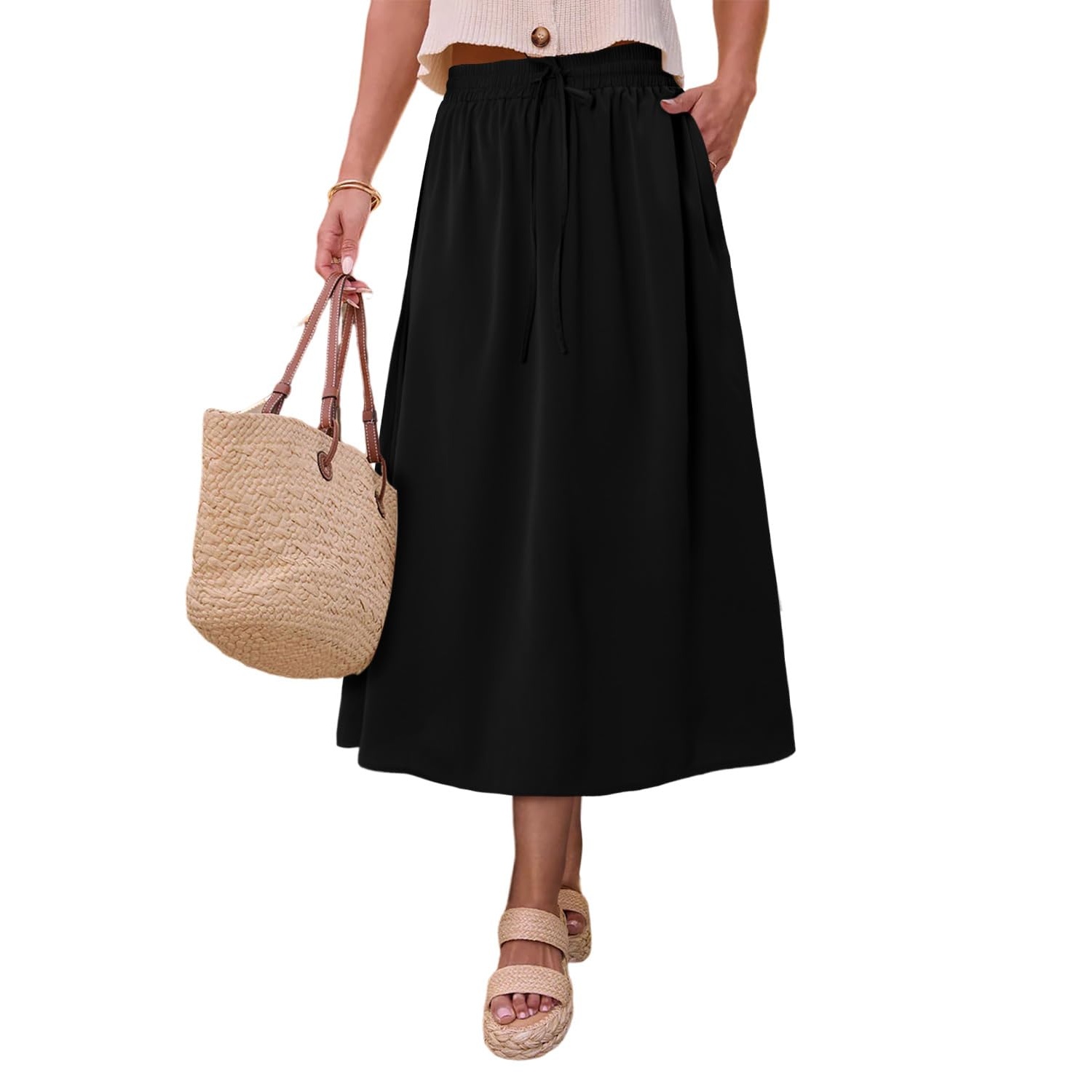 Elastic High Waist A Line Swing Skirt For Women