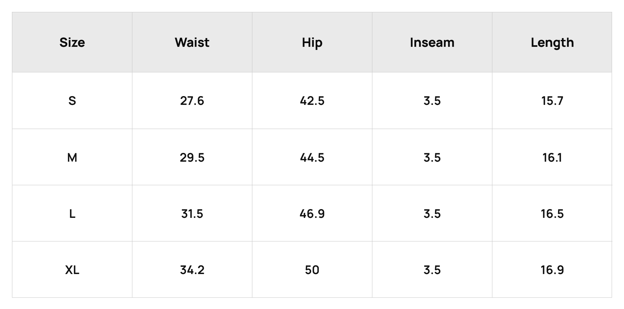 Size Chart