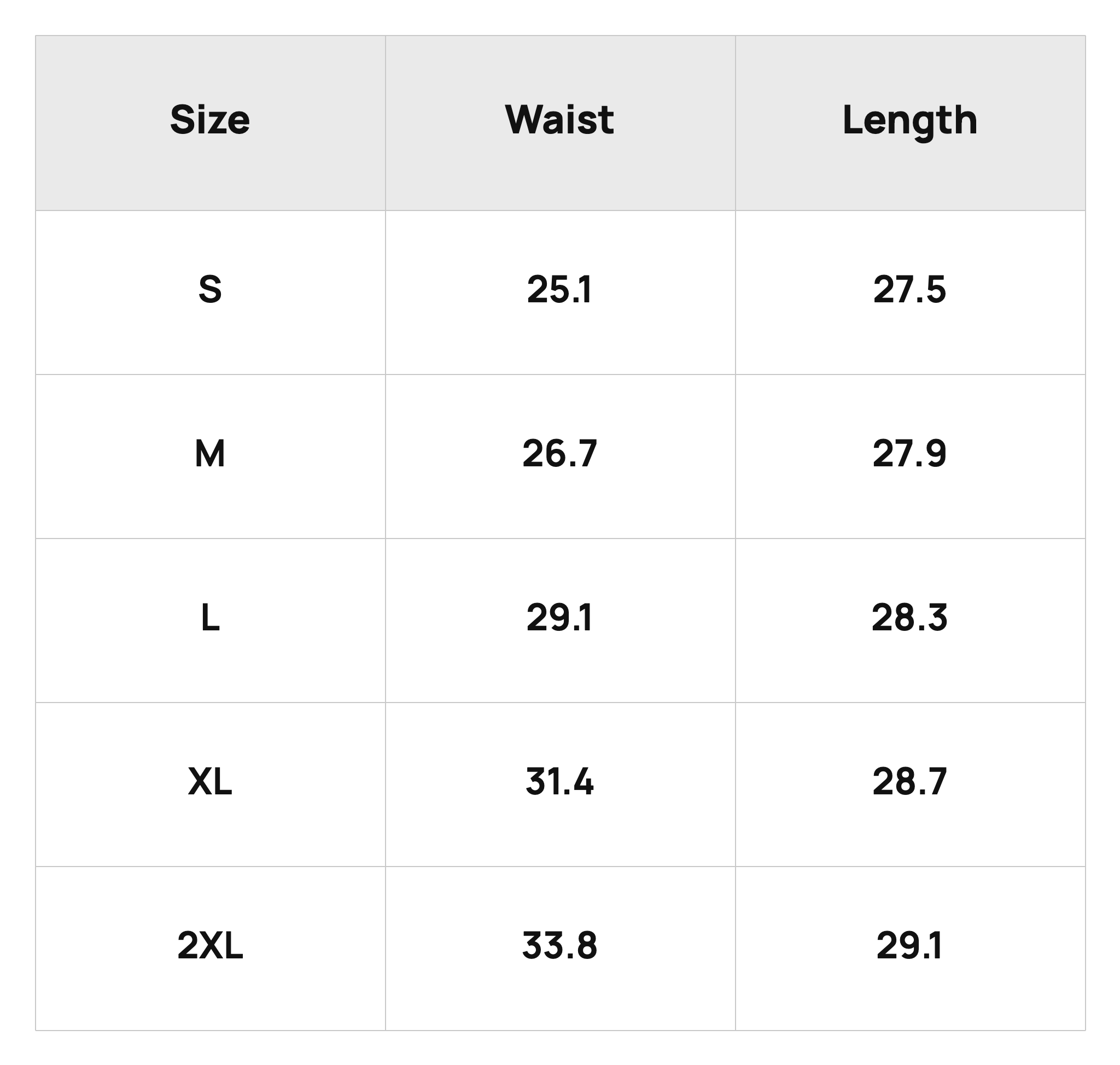 Size Chart