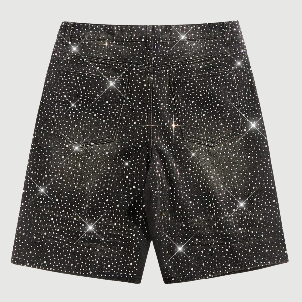 Sparkling Diamond Star Patch Casual Denim Shorts