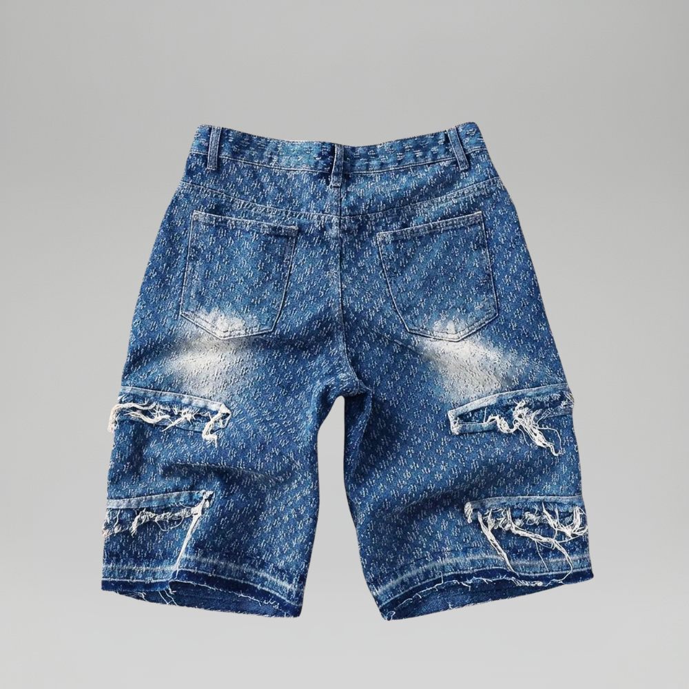 Men’s Faded Light Wash Loose Fit Denim Shorts