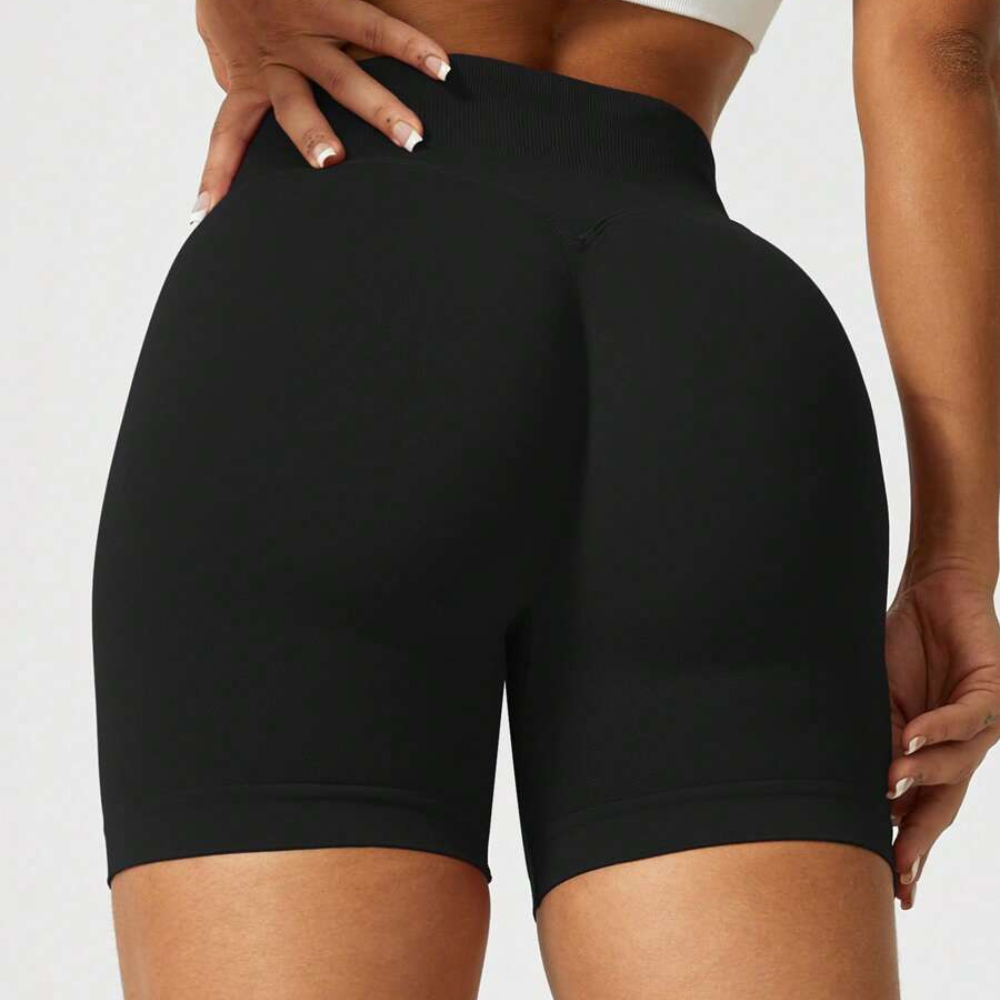 Pack Of 1 Solid Color Fitted Workout Shorts For Women