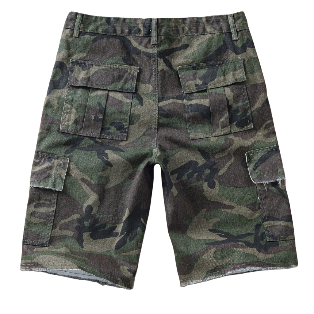 Casual And Camouflage Print Denim Cargo Shorts