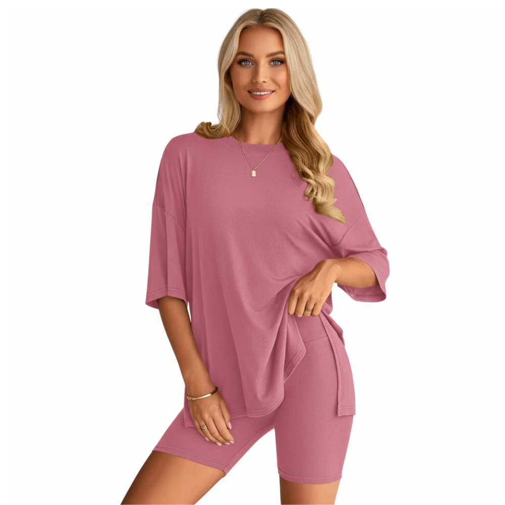 Soft Tee And Flattering Shorts 2 Piece Set For Women