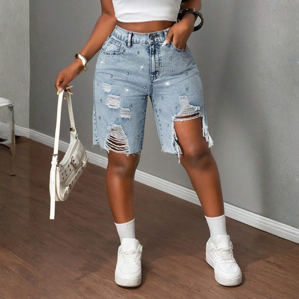 And Low Loose Ripped Denim Shorts High Waist Low Waist Autumn Vintage For Women