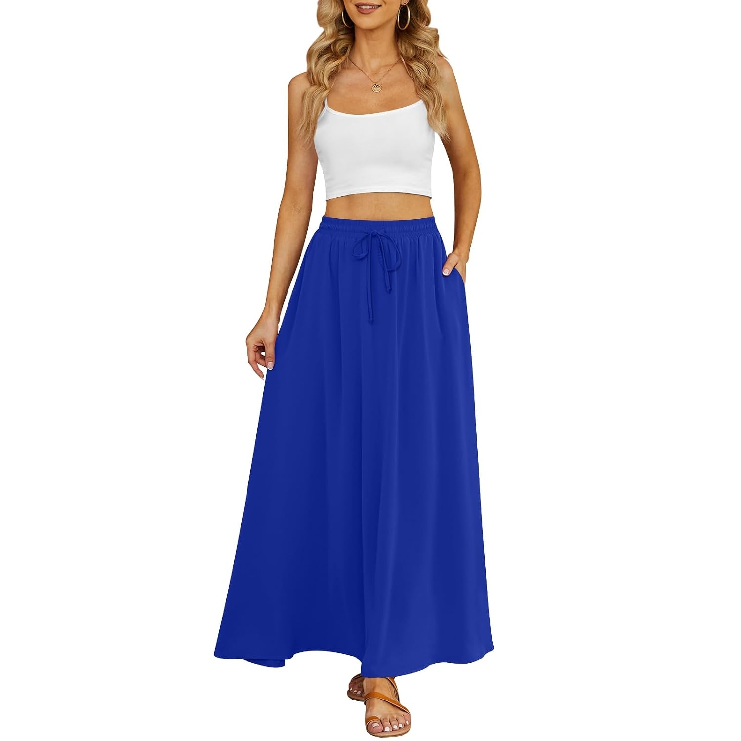 Casual Long Pleated Flowing Skirt For Women