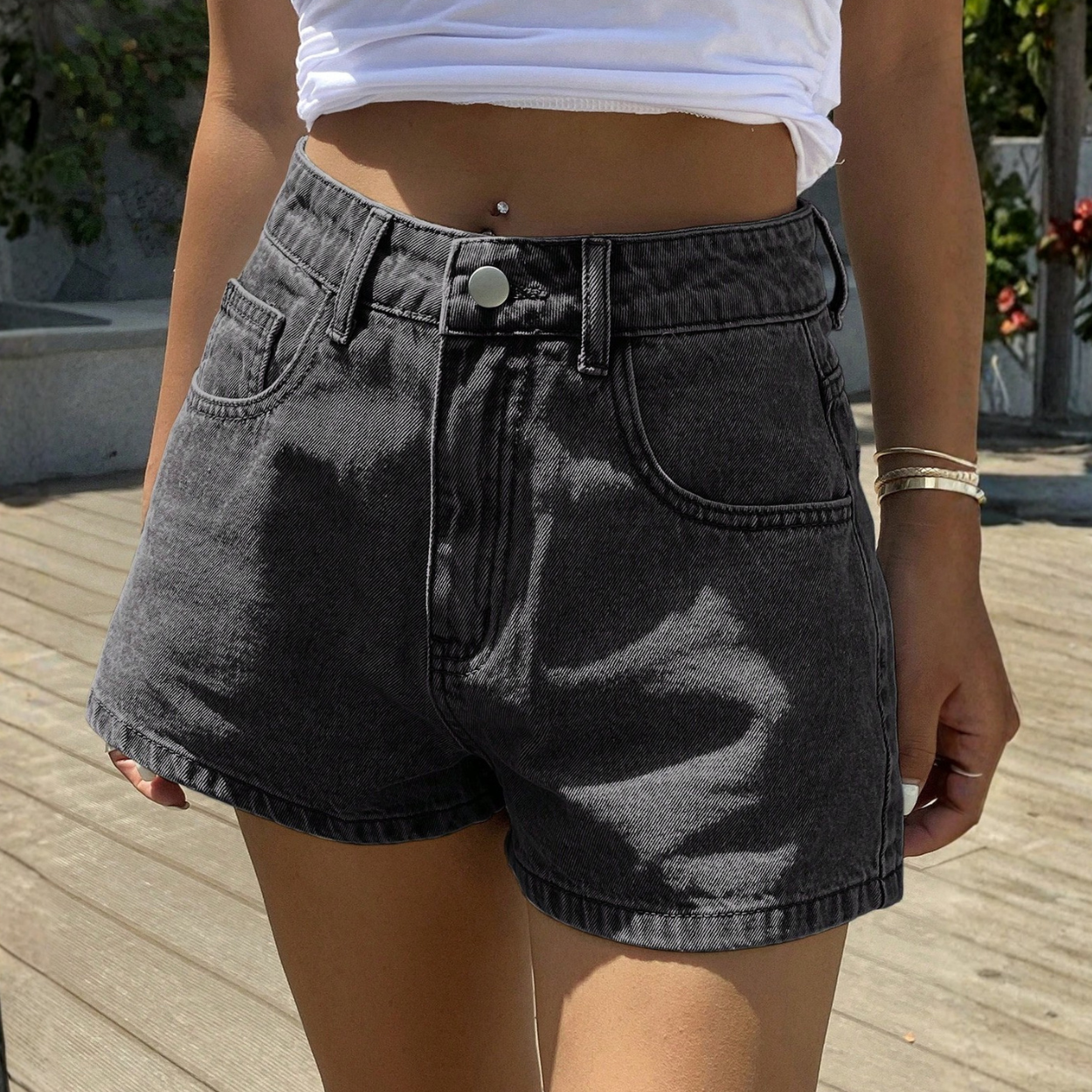 Casual Street Style Denim Shorts For Women