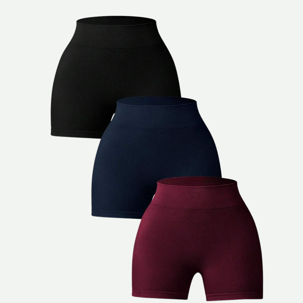 Pack Of 3 Solid Color High Workout Shorts For Women