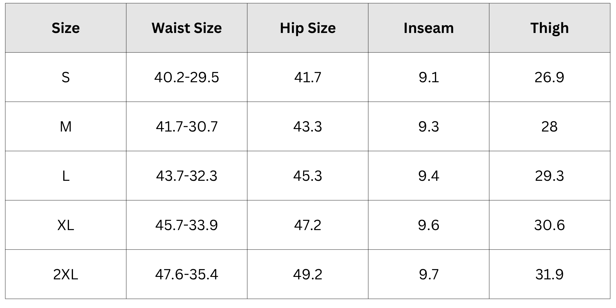 Size Chart