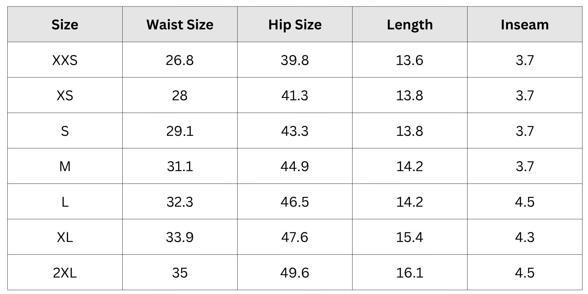 Size Chart