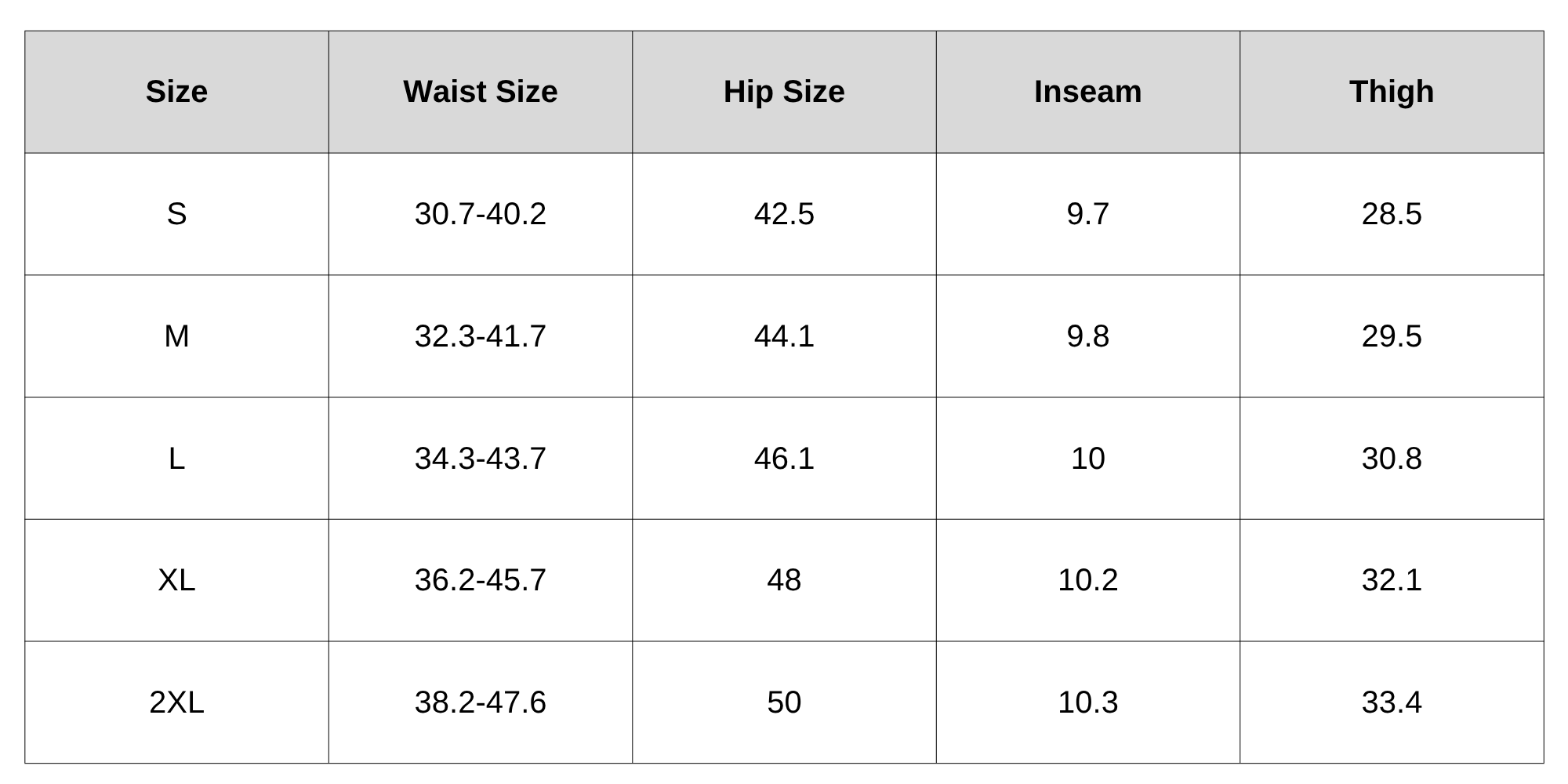 Size Chart