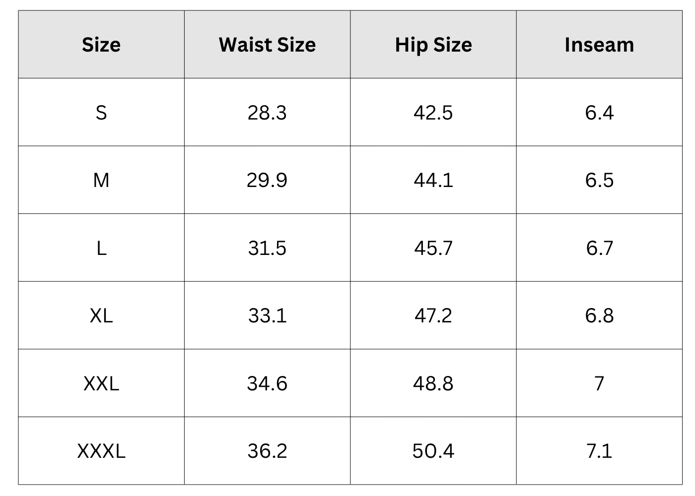 Size Chart