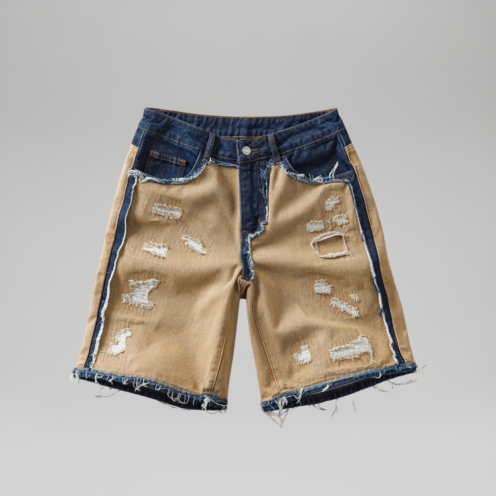 Men’s Faded Light Wash Loose Fit Denim Shorts