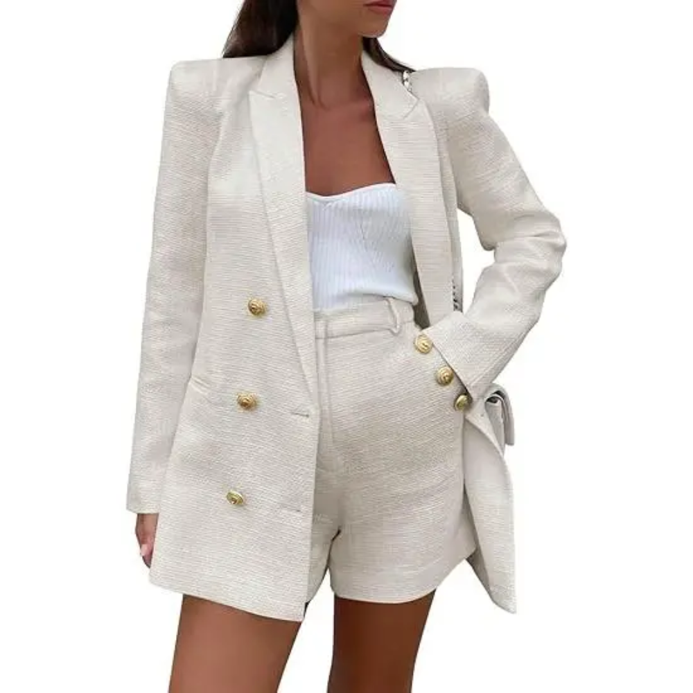 Tweed Blazer Shorts Suit Set