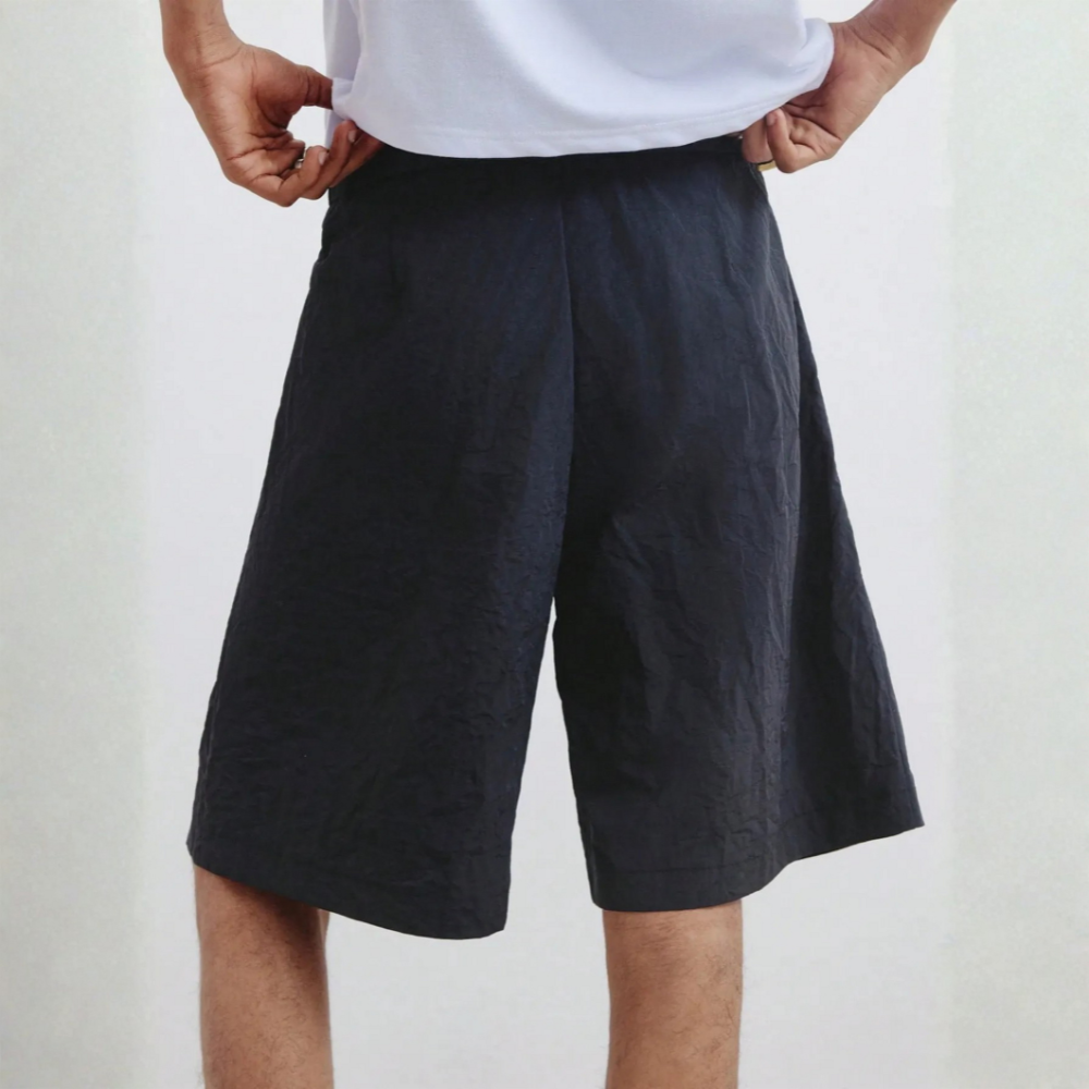 Men’s Striped Pleated Loose Fit Casual Shorts