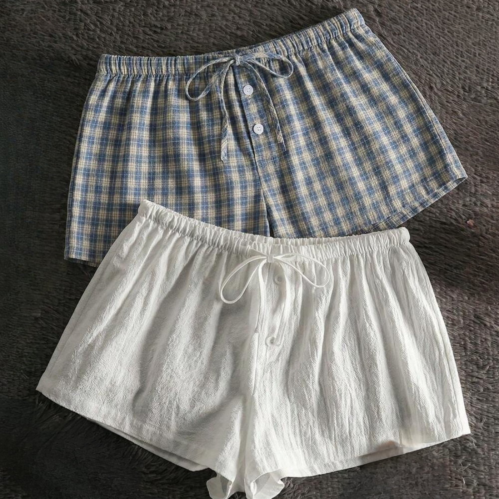 Pack Of 2 Striped Linen Shorts For Women