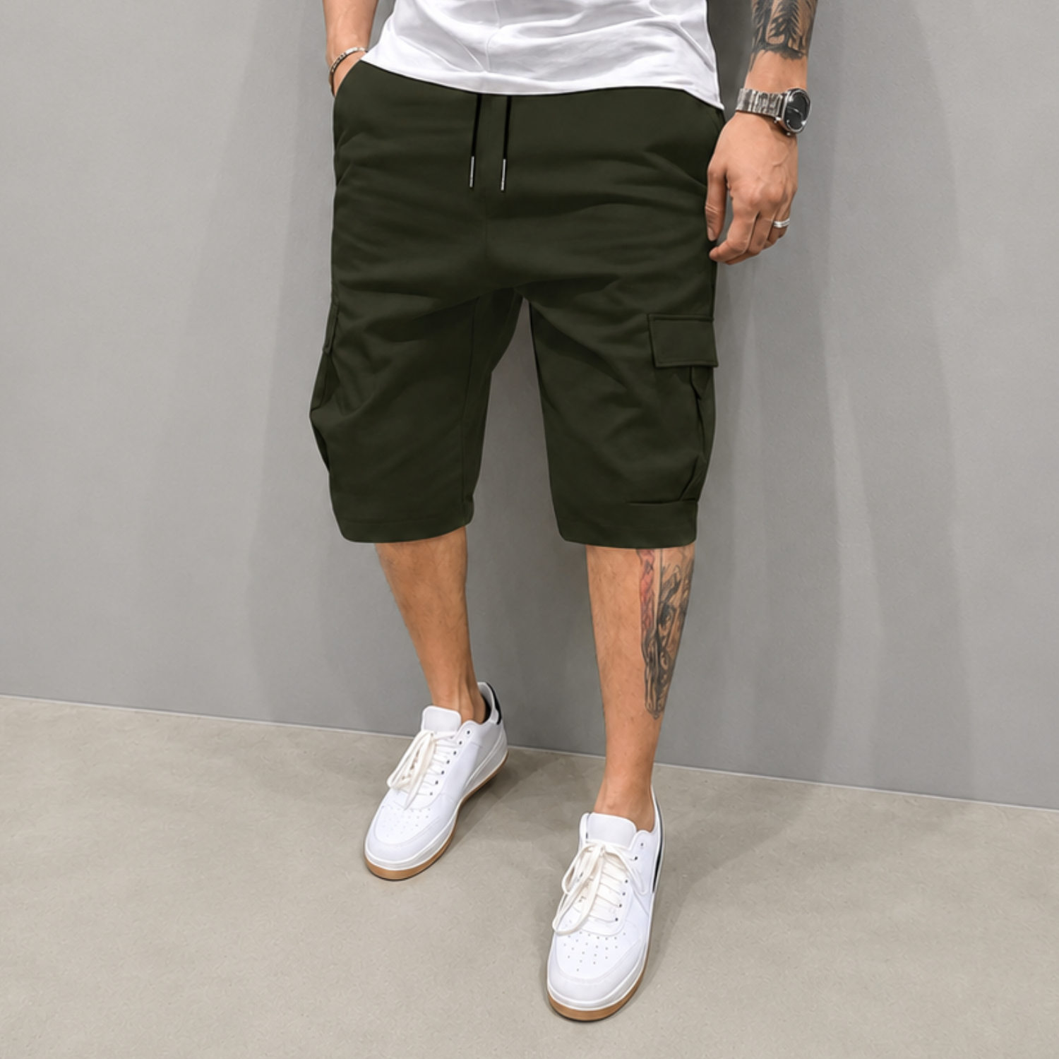 Casual Cargo Lightweight Shorts With Drawstring For Men
