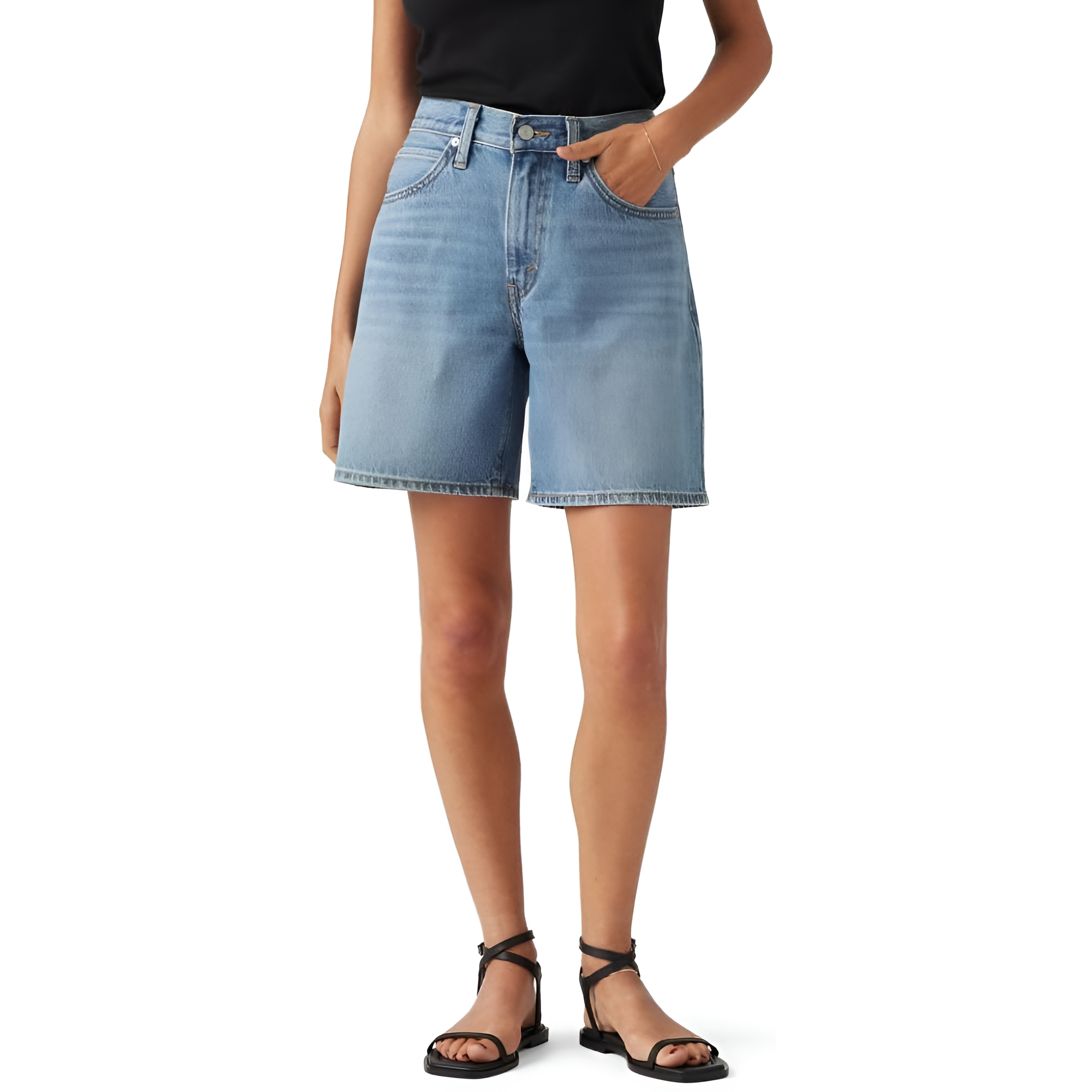 High Rise Baggy Denim Shorts For Women