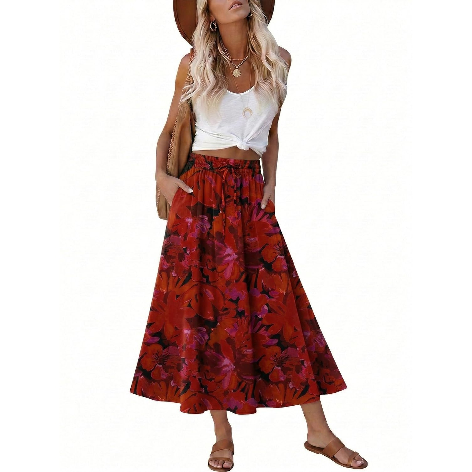 Elastic High Waist A Line Swing Skirt For Women