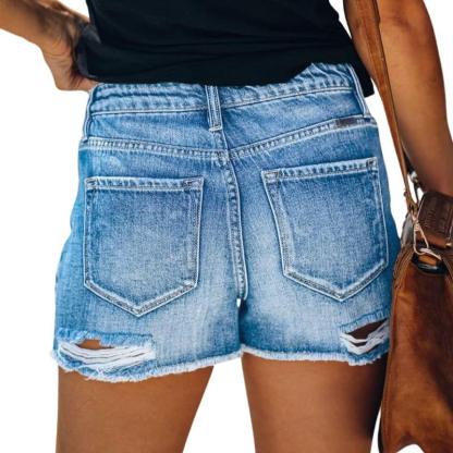 Women Stretch Ripped Denim Shorts