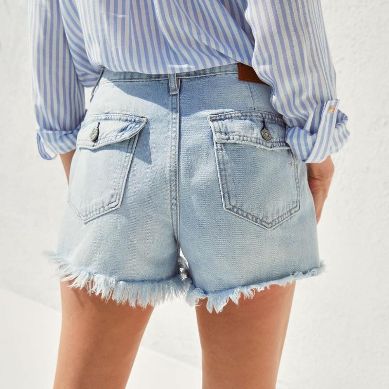 Women Stretch Ripped Denim Shorts