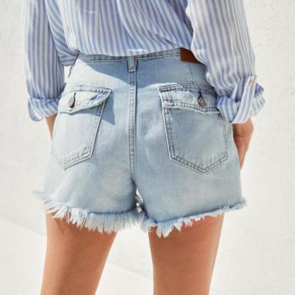 Women Stretch Ripped Denim Shorts