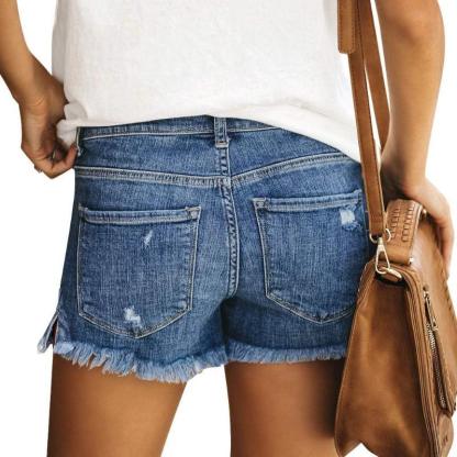 Women Casual Mid Rise Denim Shorts