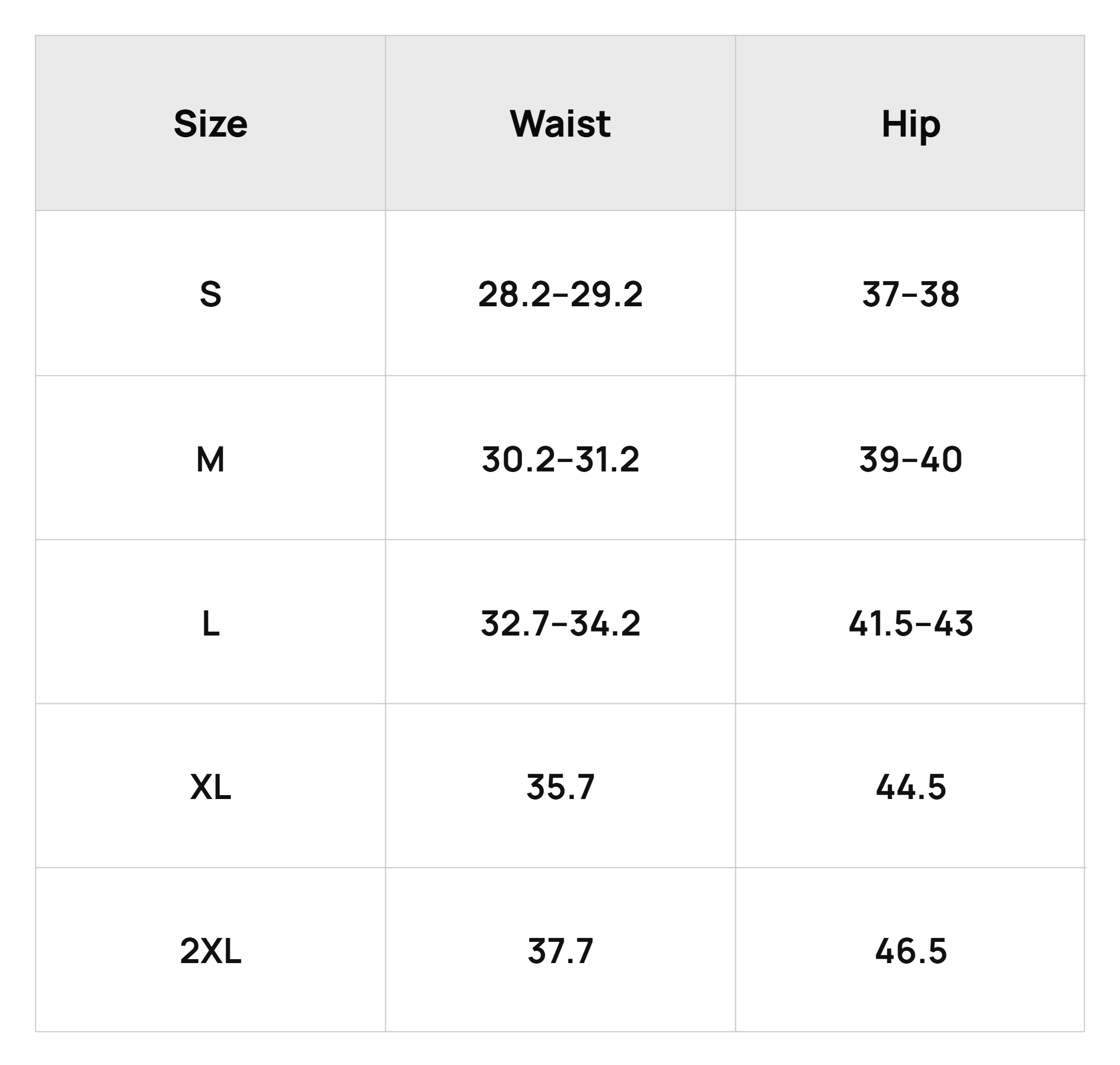 Size Chart