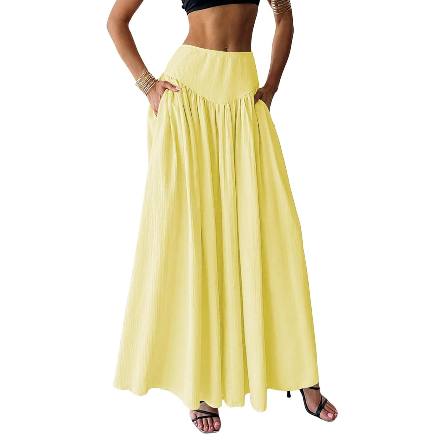 Casual Pleated Maxi Skirt For Women