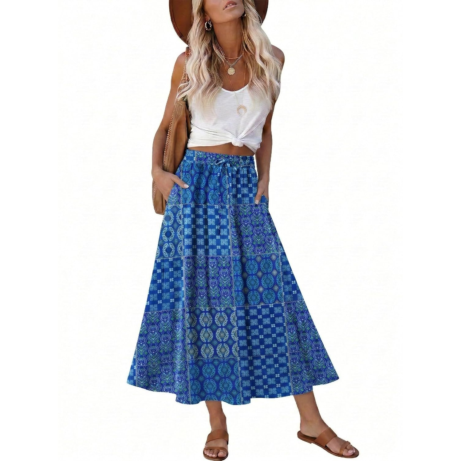 Elastic High Waist A Line Swing Skirt For Women